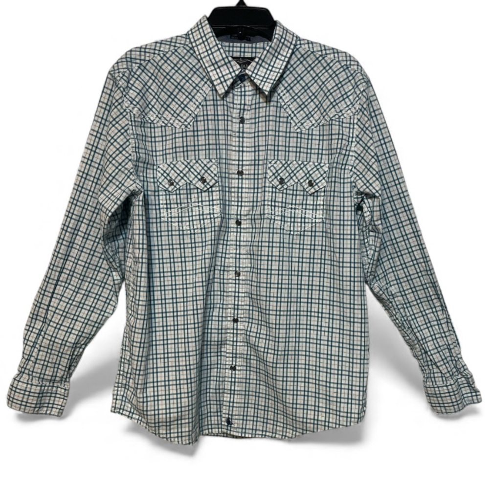 Men's Cody James Pearl Snap Button Up Shirt Contrasting Collar Cuffs Size Large